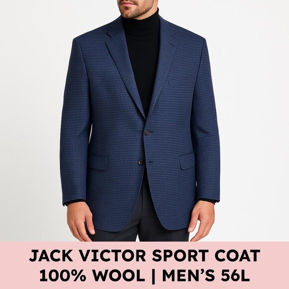 Jack Victor Men’s Wool Sport Coat Blue Check 56L